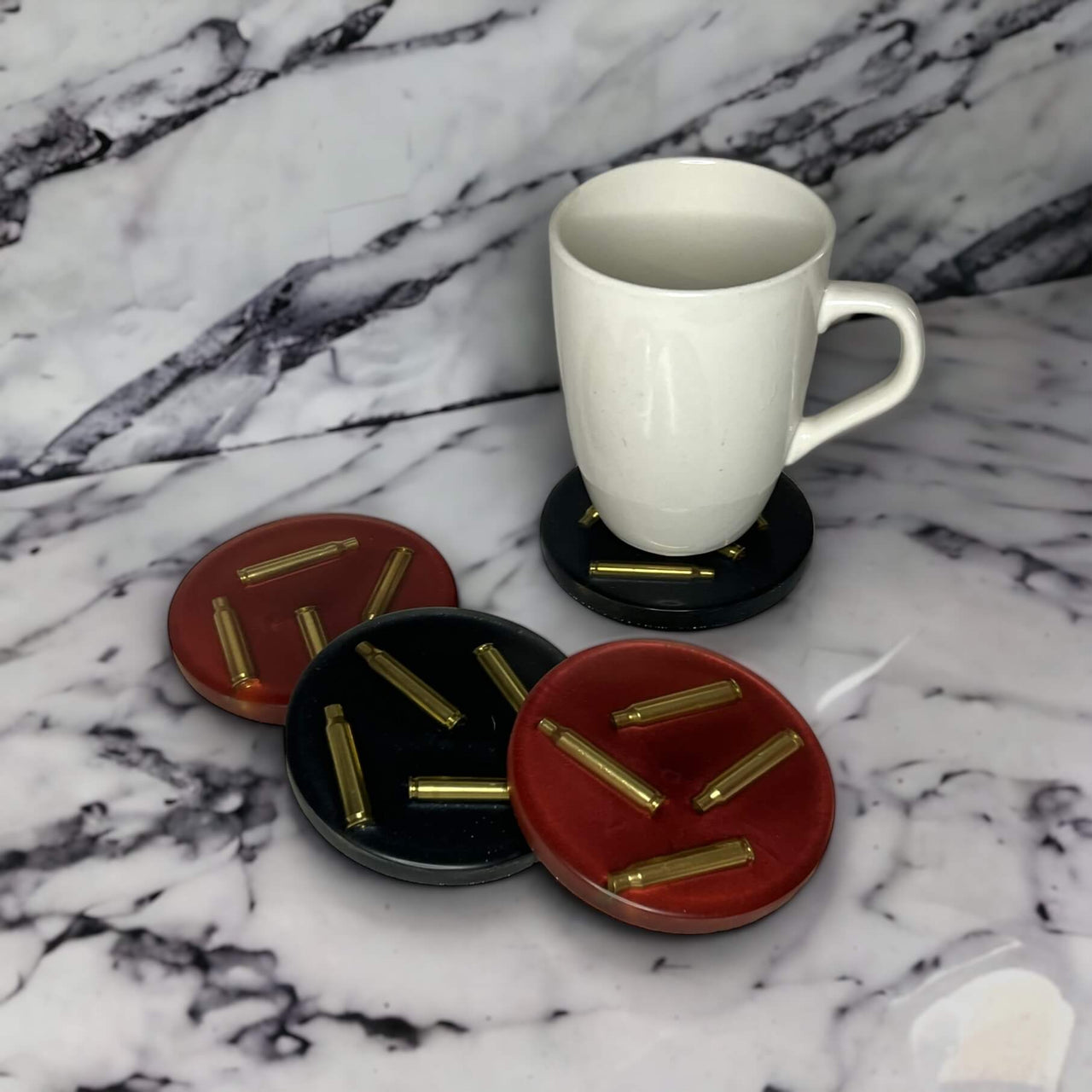 Shell Shocked Coasters - Red & Black