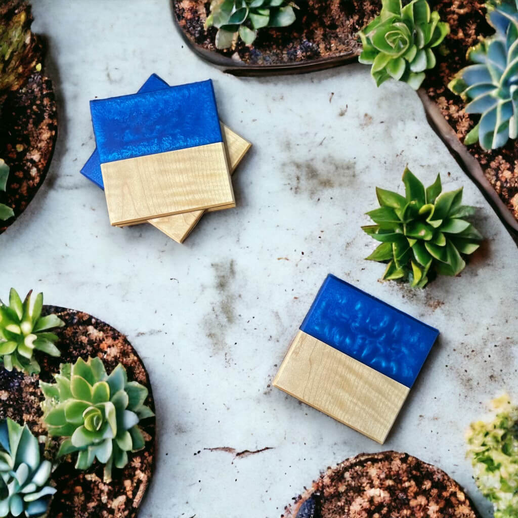 The Half & Half Coasters - Maple      Multiple Colors Available!