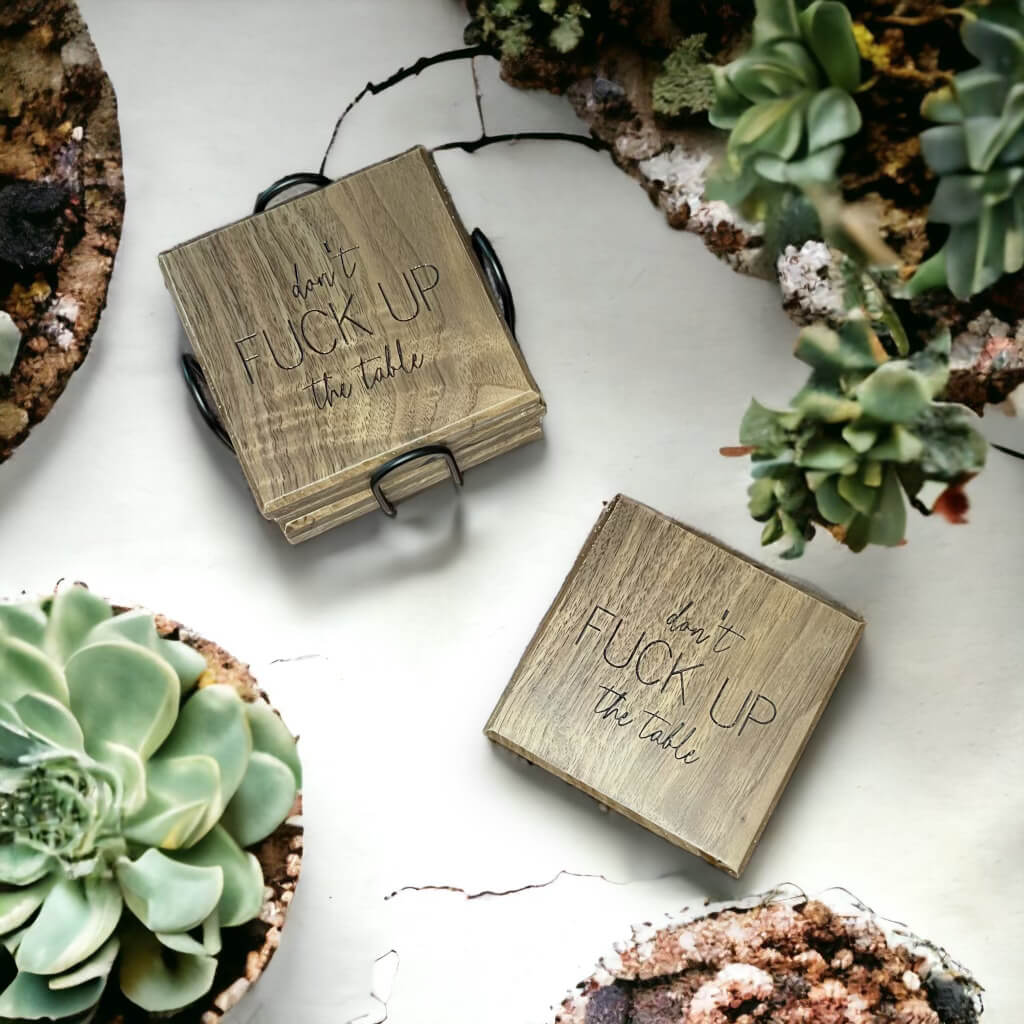 Walnut Warning Coasters