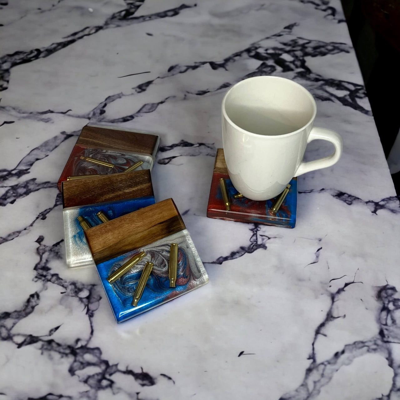 Walnut Warfare Coasters - Red, White, & Blue