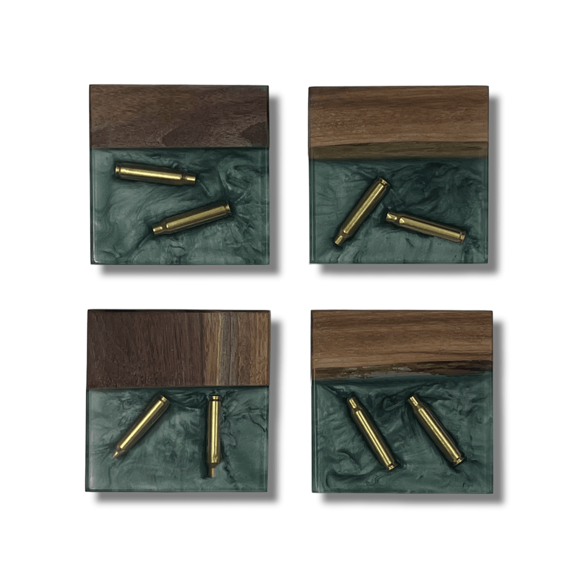 Pre-Made Walnut & Epoxy 5.56 Casing Coasters - Resinating Rivers
