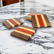 Wood Coaster Set - 4" x 4" Walnut, Maple, Padauk Handmade Hardwood Coasters Housewarming Wedding Gift