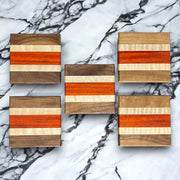 Wood Coaster Set - 4" x 4" Walnut, Maple, Padauk Handmade Hardwood Coasters Housewarming Wedding Gift