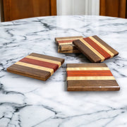 Wood Coaster Set - 4" x 4" Walnut, Maple, Padauk Handmade Hardwood Coasters Housewarming Wedding Gift