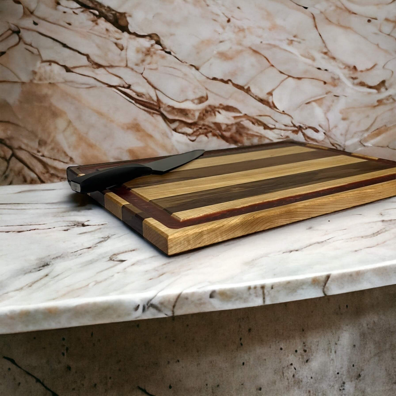 Walnut & Maple Cutting Board with Epoxy Juice Groove Cutting Board