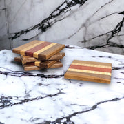 Wood Coaster Set - 4" x 4" Walnut, Maple, Padauk Handmade Hardwood Coasters Housewarming Wedding Gift
