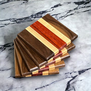 Wood Coaster Set - 4" x 4" Walnut, Maple, Padauk Handmade Hardwood Coasters Housewarming Wedding Gift