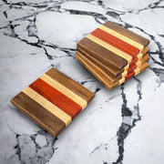 Wood Coaster Set - 4" x 4" Walnut, Maple, Padauk Handmade Hardwood Coasters Housewarming Wedding Gift