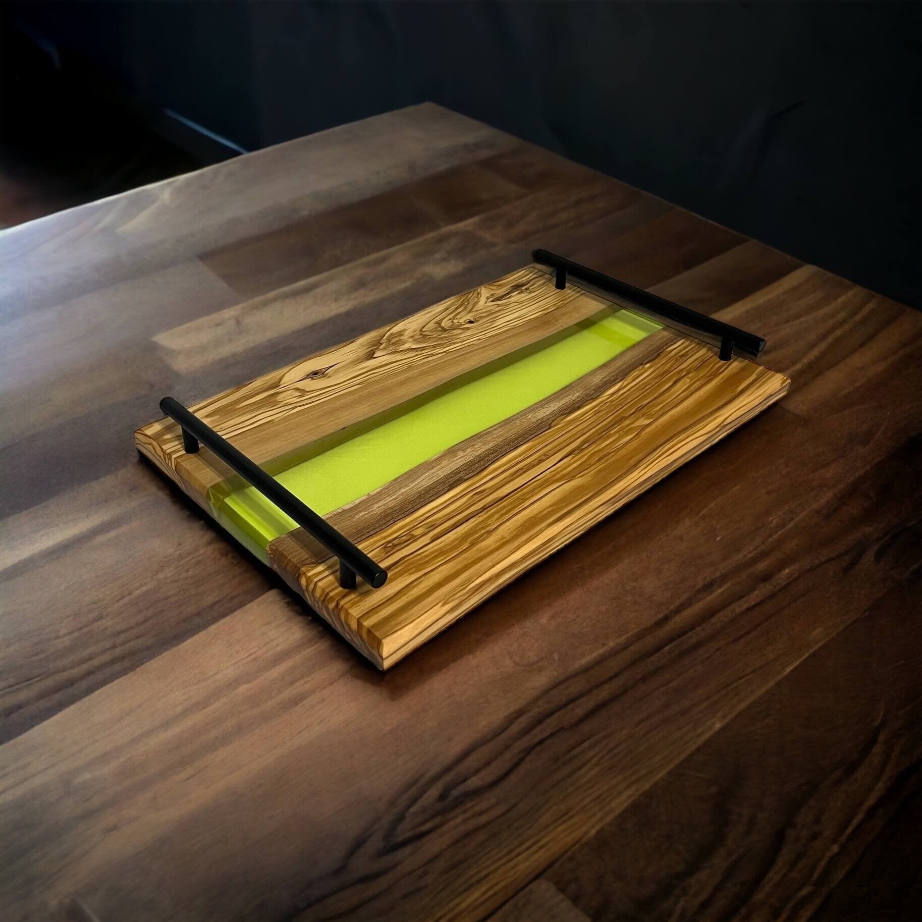 Olive Wood & Epoxy Serving Tray, Charcuterie Board, Cheese Tray, Wine Serving Tray